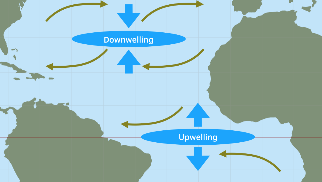 Open ocean upwelling and downwelling