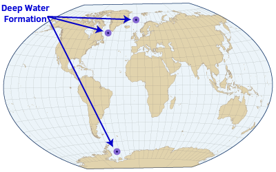 Sites of deep water formation
